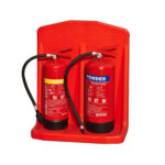 Double Fire Extinguisher Stand Ground Mounted Plastic Type